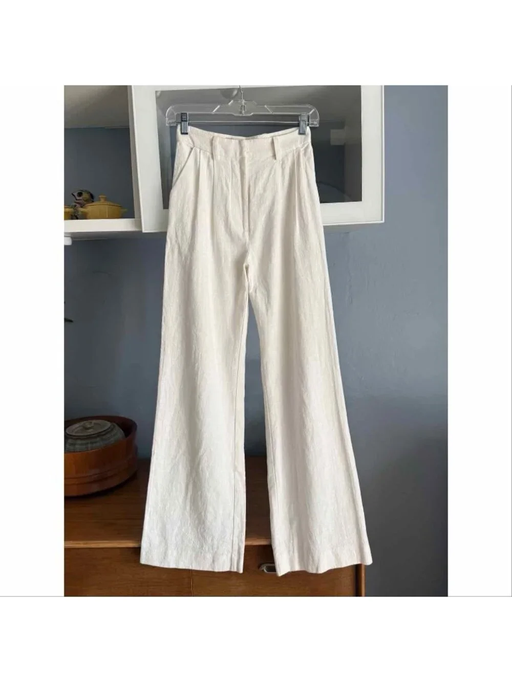 Bec + Bridge Harriet Front Pleated Pant High Rise Ivory Wide Leg